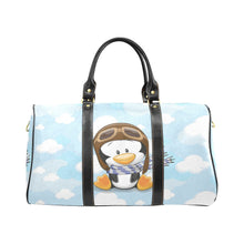 Load image into Gallery viewer, Custom Diaper Tote Bag | Super Cute Cartoon Penguin Pilot In Clouds With Personalized Heart Name - Diaper Travel Bag