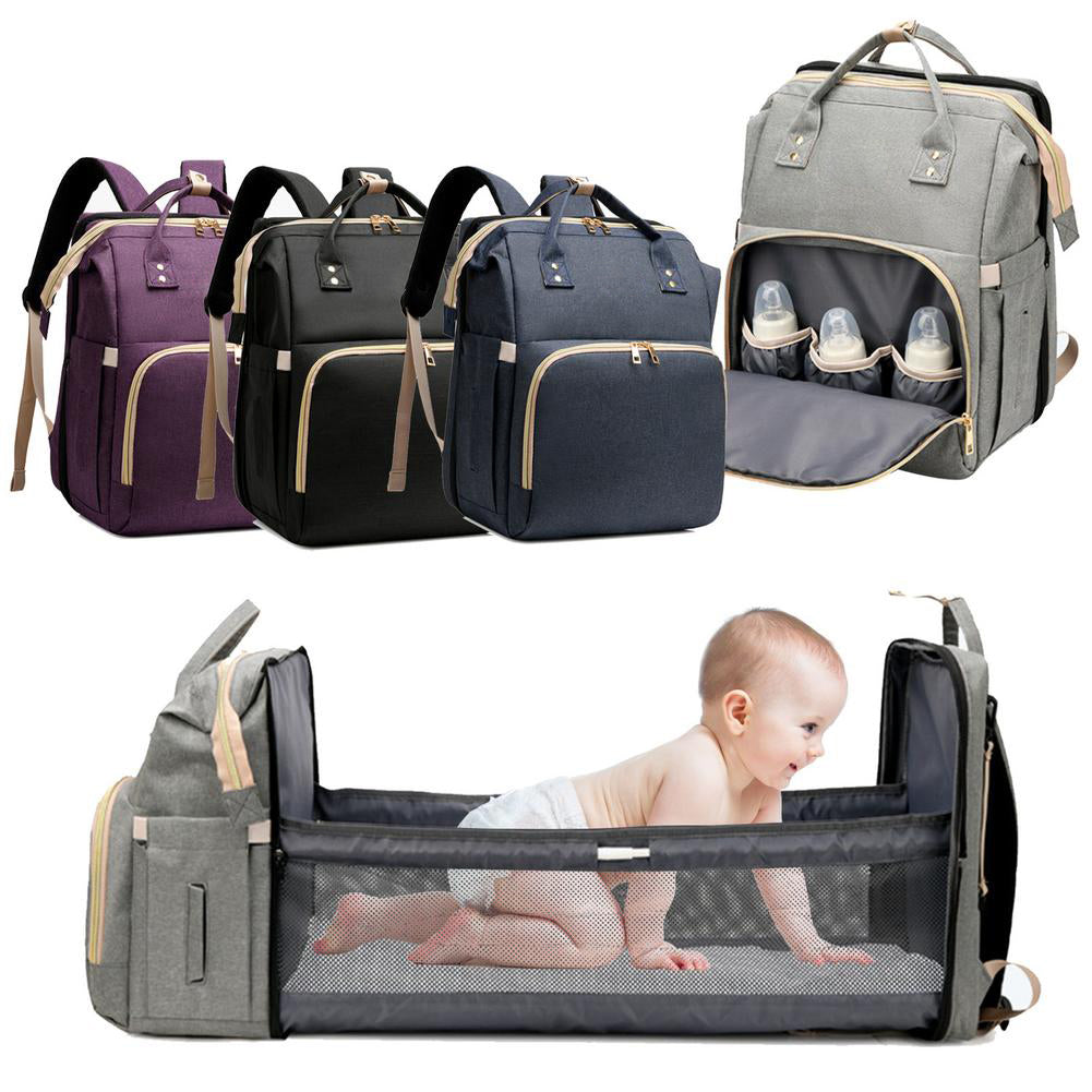 Diaper Bag Backpack With Expandable Play Area Changing Station - Large Capacity