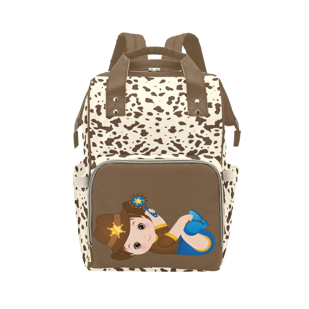 Diaper Bag Backpack - Custom Diaper Bag - Cute Baby Cowboy Cow Print Western Diaper Bag