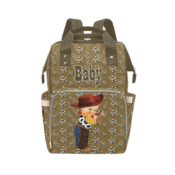 Personalize Optional - Designer Diaper Bag - Western Cowboy Cute Baby Boy Sheriff With Horse Multi-Function Backpack