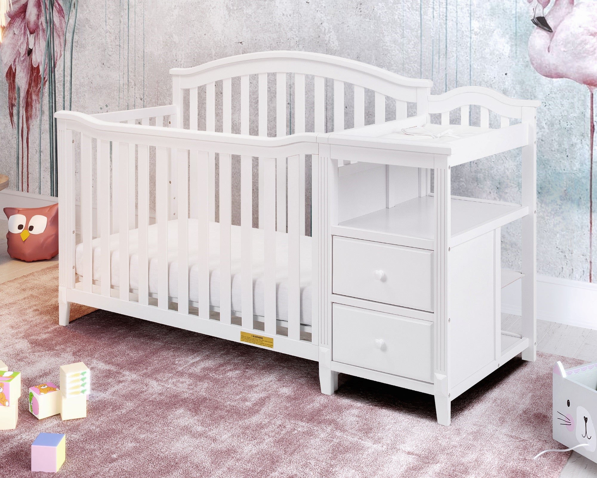 Athena AFG Baby Furniture Kali 4-in-1 Crib with Changer and Storage in White