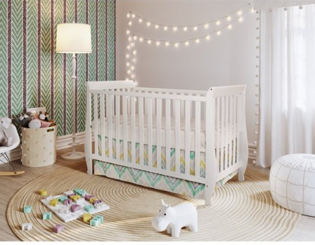 AFG Baby Naomi 4-in-1 Convertible Crib in Classic White Made of