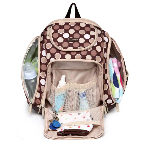 MKF Collection by Mia K.  BP-125MM-BR Amazing Mom Colorland Leslie Multi-Pocket Baby Diaper Backpack  Brown