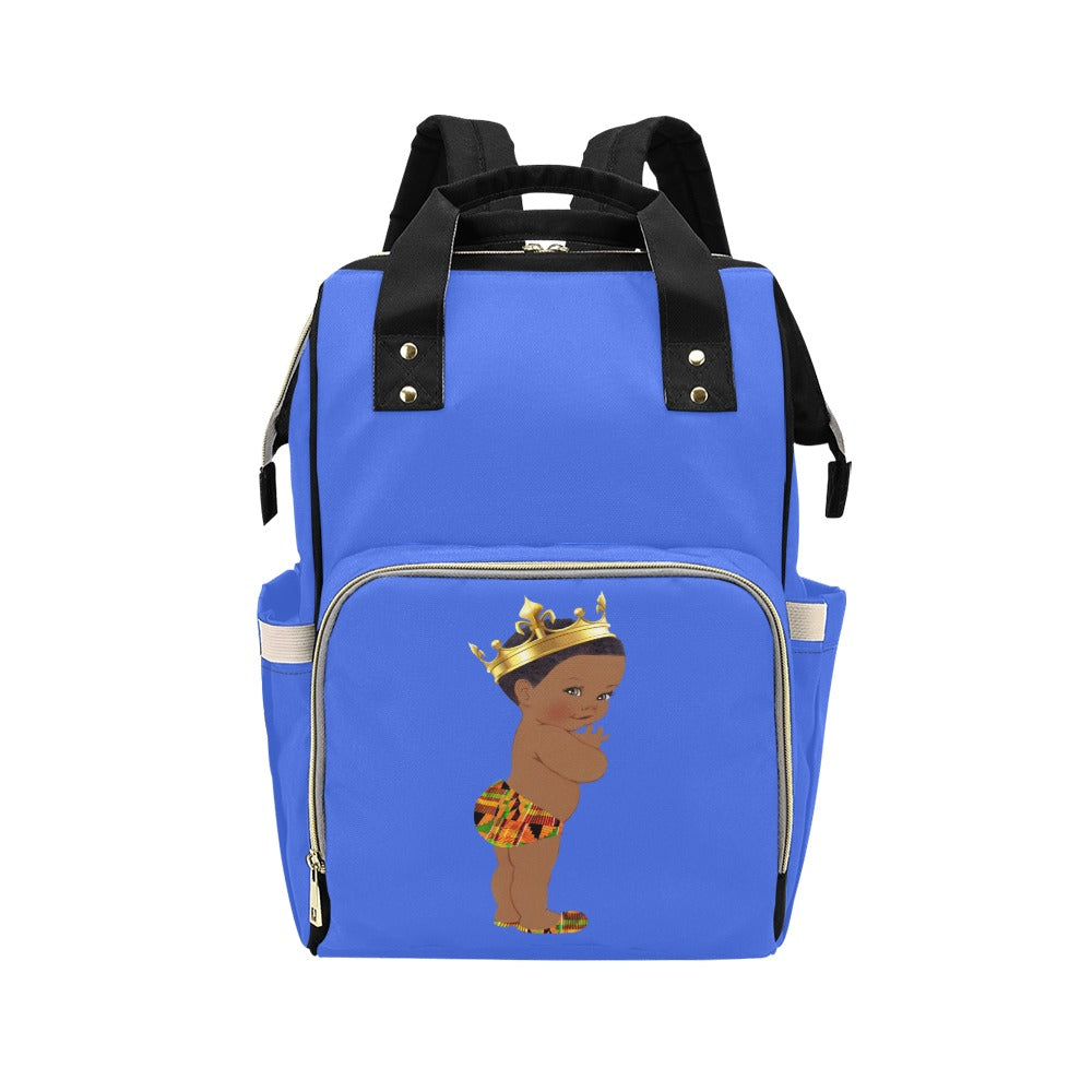 Designer Diaper Bag - Ethnic African American King Baby Boy - Royal Blue Waterproof Diaper Bag Backpack