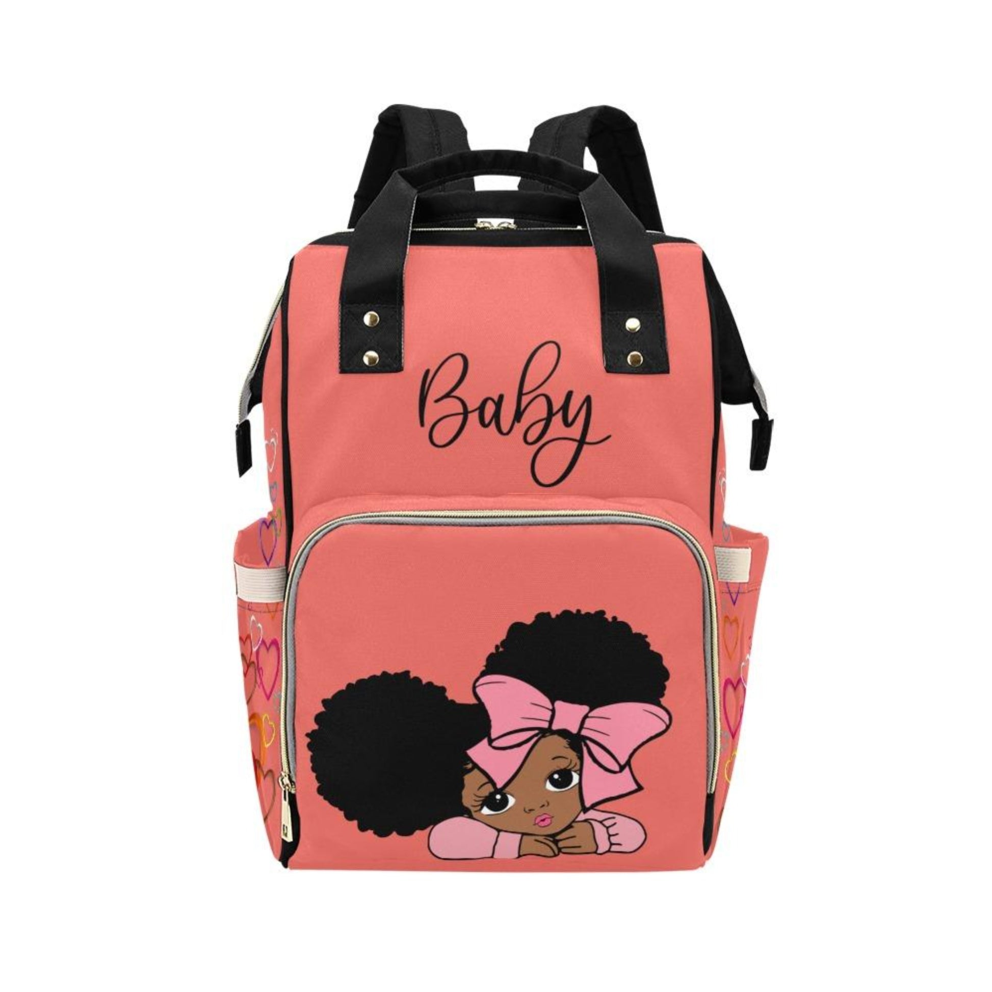 Designer Diaper Bag - African American Baby Girl With Afro Pigtails Li
