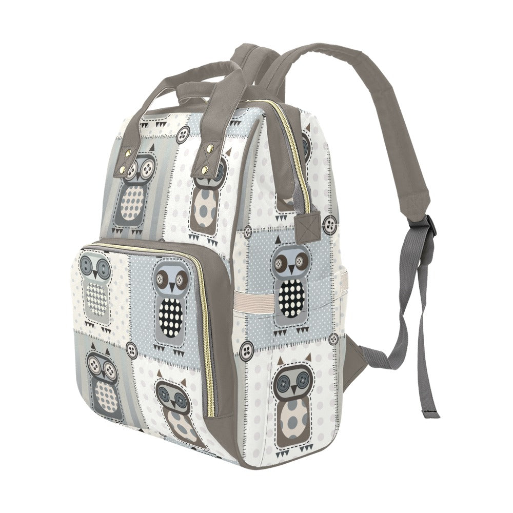 Patchwork Owls Blank Multi-Function Backpack Diaper Bag