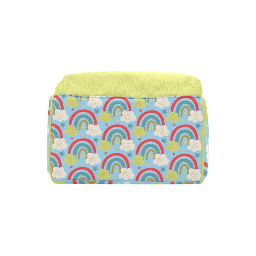 Custom Diaper Bag | Diaper Bag Backpack | Gender Neutral Unisex Retro Rainbows On Green