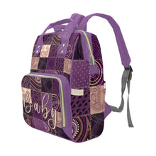 Load image into Gallery viewer, Diaper Bag Backpack - Soft Purple, Tan And Gold Quiltwork Diaper Bag Backpack