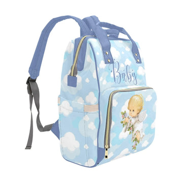 Personalize Optional - Designer Diaper Bags - Backpack Baby Bag Angel Cherub - Waterproof Multi-Function Backpack