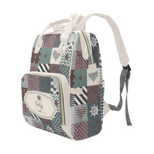 Load image into Gallery viewer, Personalized Patchwork Nautical Style with Label and Name Multi-Function Backpack