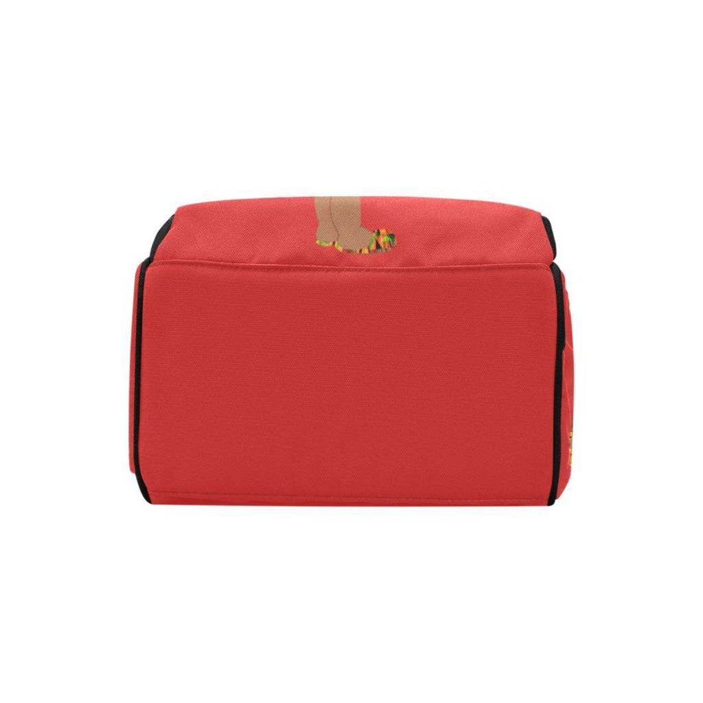Designer Diaper Bag - Ethnic African American Baby Girl - Dark Red Multi-Function Backpack
