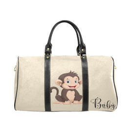 Custom Diaper Tote Bag | Adorable Cartoon Monkey On Tan - Diaper Travel Bag