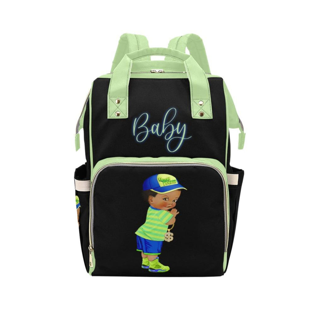 Diaper Bag Backpack - Super Cute African American Baby Boy Fresh Prince - Bling - Waterproof