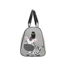 Load image into Gallery viewer, Custom Diaper Tote Bag | Adorable Cartoon Zebra On Gray With Personalized Heart Name - Diaper Travel Bag