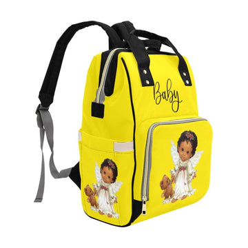 Designer Diaper Bags - Backpack Baby Bag Cutest African American Baby Angel Waterproof Backpack Yellow