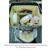 Load image into Gallery viewer, Custom Diaper Bag - Backpack Diaper Bag - Cute Light Brown Hair Baby Girl In Pink - Yellow Diaper Bag