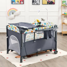 Load image into Gallery viewer, BabyJoy 5 in 1 Baby Nursery Center Foldable Toddler Bedside Crib with Music Box