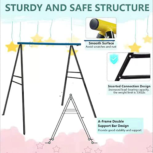 Swing Frame, A-Frame Swing Stand with Ground Nail, Heavy Duty Metal Swing Frame, Fits for Most Swings & Yoga Swing, Anti-Rust and Good Stability