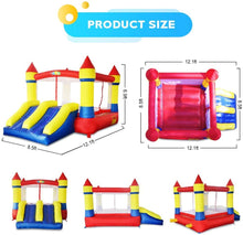 Load image into Gallery viewer, Bounce House Dual Castle Slide with Air Blower, Four-Sided Protection Net, Inflatable Bounce House for Outdoor Indoor Party