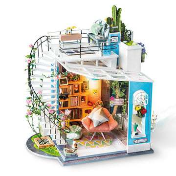 DIY Miniature Dollhouse Kit | 3D Model Craft Kit | Pre Cut Pieces | LED Lights | 1:24 Scale | Adult Teen