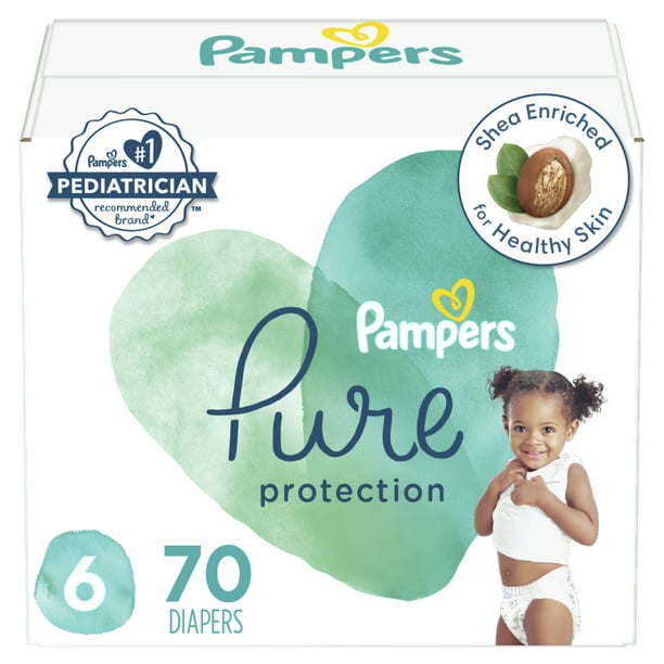 Pampers Pure Protection Natural Diapers Size 6, 70 Count