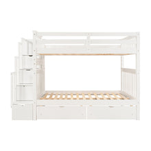 Load image into Gallery viewer, Full Over Full Bunk Bed with Shelves and 6 Storage Drawers, White(Old SKU:LP000046AAK)