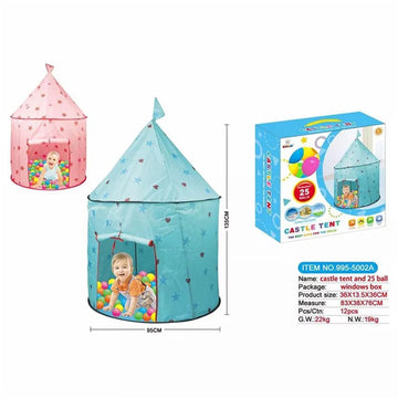 Princess Castle Play Tent, Kids Foldable Games Tent House Toy for Indoor & Outdoor Use-Blue