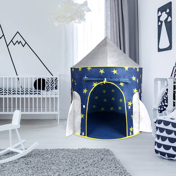Kids Tent Rocket Spaceship, Kids Play Tent, Unicorn Tent for Boys & Girls, Kids Playhouse, Pop up Tents Foldable, Toddler Tent, Gift for Kids, Indoor & Outdoor, Blue, Space Theme