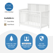 Load image into Gallery viewer, Certified Baby Safe Crib, Pine Solid Wood, Non-Toxic Finish, Snow White