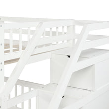 Load image into Gallery viewer, Twin over Full Loft Bed with Staircase,White