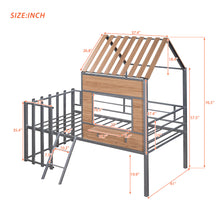 Load image into Gallery viewer, Metal Twin size Loft Bed with Roof; Window; Guardrail; Ladder Silver