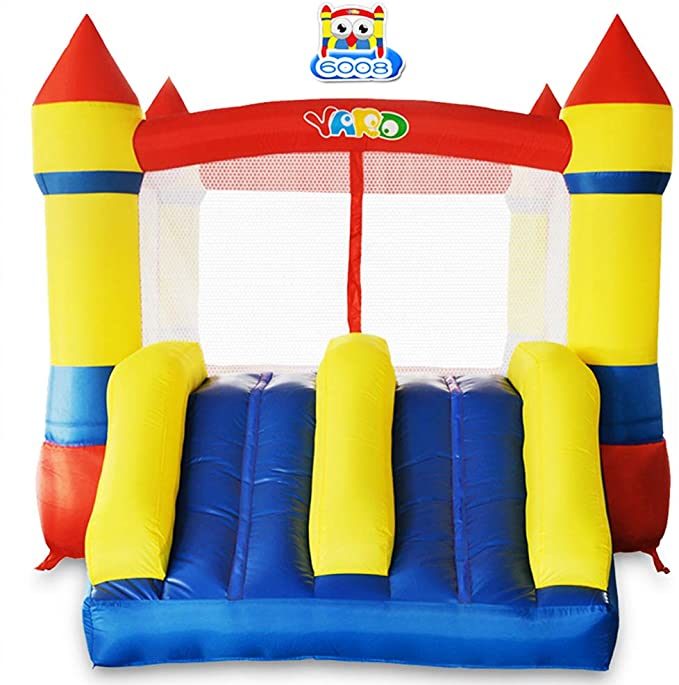 Bounce House Dual Castle Slide with Air Blower, Four-Sided Protection Net, Inflatable Bounce House for Outdoor Indoor Party