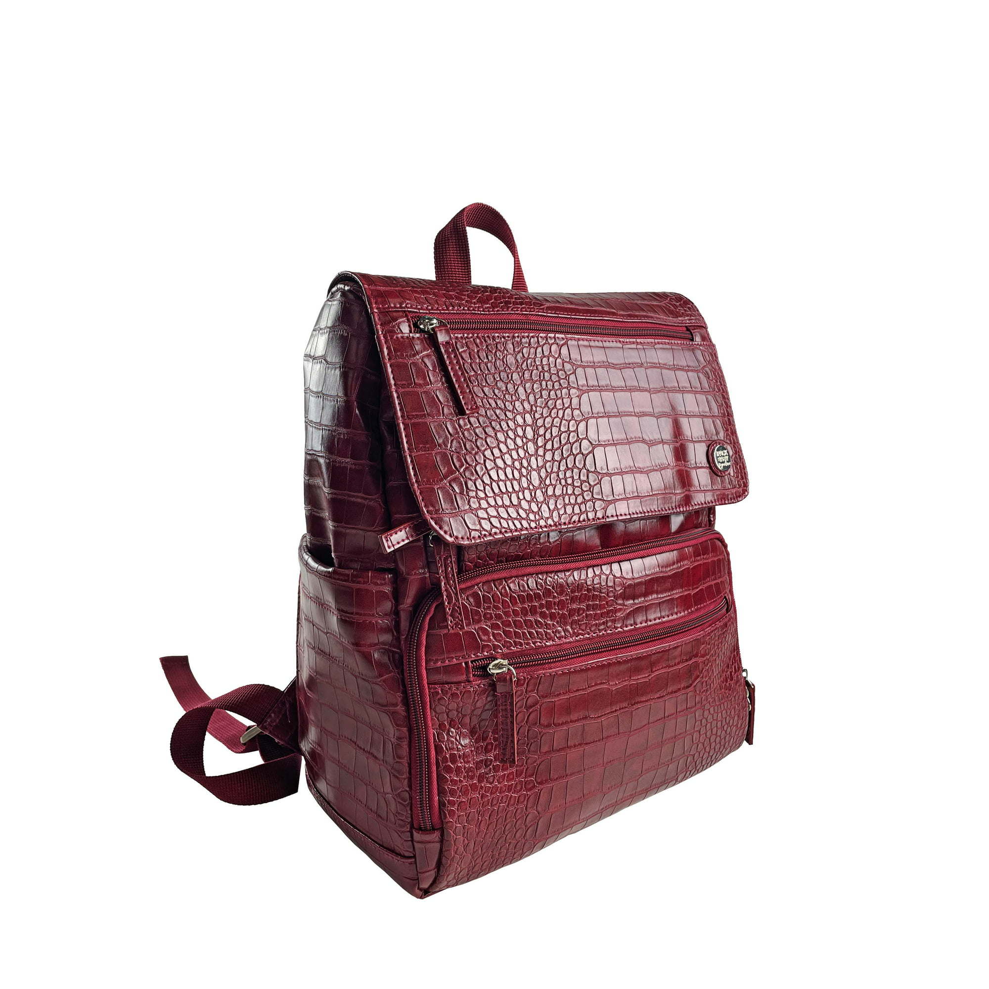 iPack Croc Backpack Diaper Bag with Adjustable Straps and Top Carry Handle, Maroon