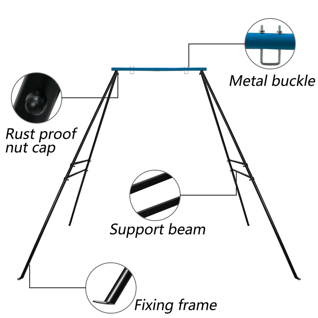 Swing Frame, A-Frame Swing Stand with Ground Nail, Heavy Duty Metal Swing Frame, Fits for Most Swings & Yoga Swing, Anti-Rust and Good Stability