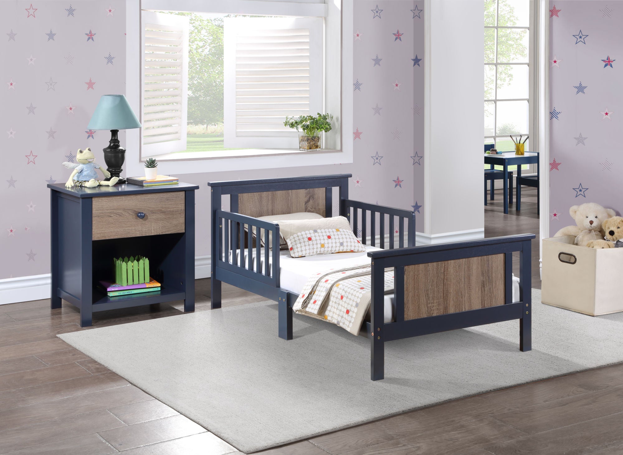 Connelly Reversible Panel Toddler Bed Midnight Blue/Vintage Walnut