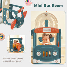 Load image into Gallery viewer, Kids Slide with Bus Play Structure; Freestanding Bus Toy with Slide for Toddlers; Bus Slide Set with Basketball Hoop