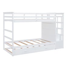 Load image into Gallery viewer, Twin Over Twin Bunk Bed with Trundle and Staircase,White(OLD SKU:LT000068AAK)