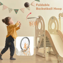 Load image into Gallery viewer, Kids Slide with Bus Play Structure; Freestanding Bus Toy with Slide for Toddlers; Bus Slide Set with Basketball Hoop