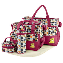 Load image into Gallery viewer, 5PCS Baby Diaper Bags Set w/ Nappy Changing Pad Insulated Pockets Travel Tote Bags
