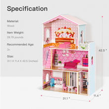 Load image into Gallery viewer, Dreamy Wooden Dollhouse; Gift for kids