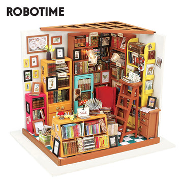 Robotime Rolife Miniature Dollhouse Wooden Birthday Gift DG102 Sam's Study Room