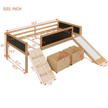 Load image into Gallery viewer, Twin size Loft Bed Wood Bed with Two Storage Boxes - Natural