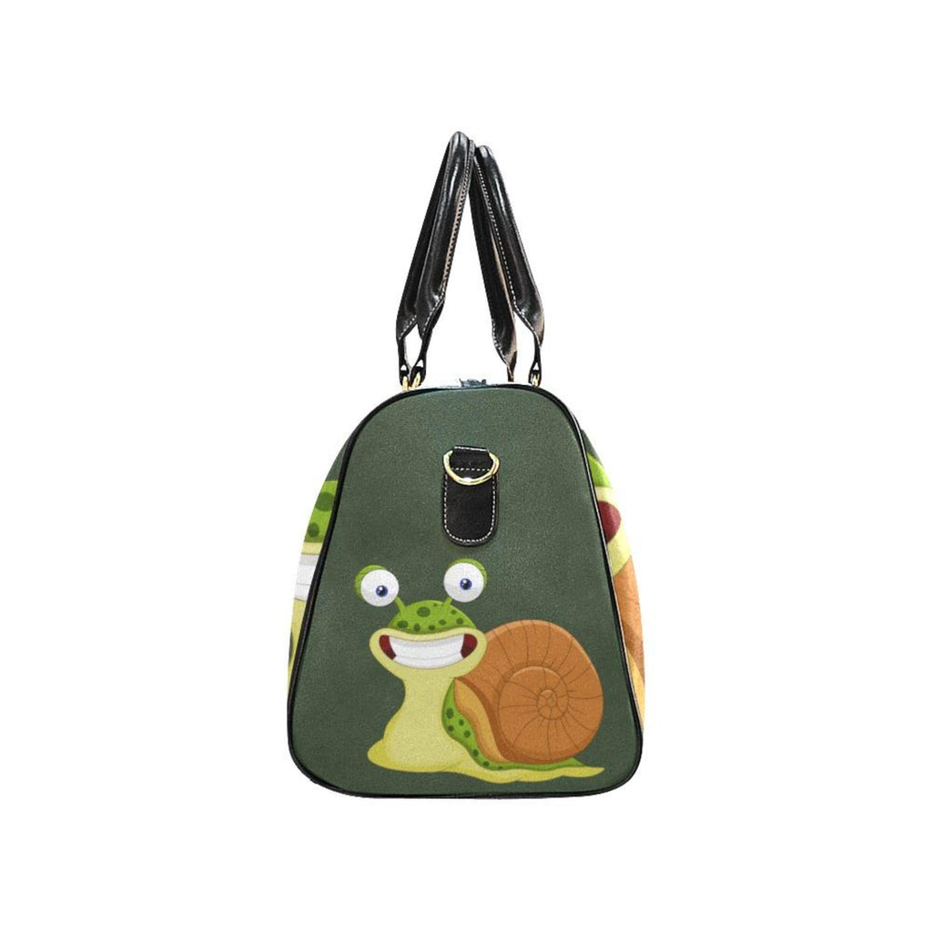 Custom Diaper Tote Bag | Adorable Cartoon Snail On Dark Green - Diaper Travel Tote Bag