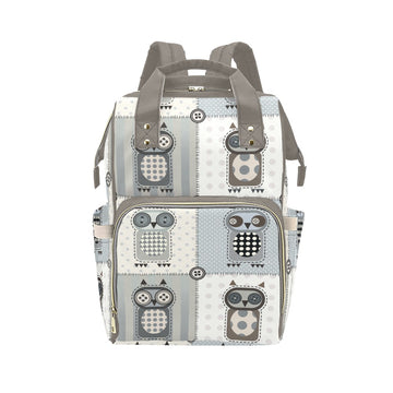 Patchwork Owls Blank Multi-Function Backpack Diaper Bag