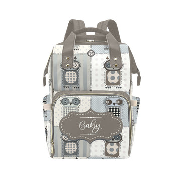 Personalized Patchwork Owls With Personalized Name Label Waterproof Diaper Bag Backpack