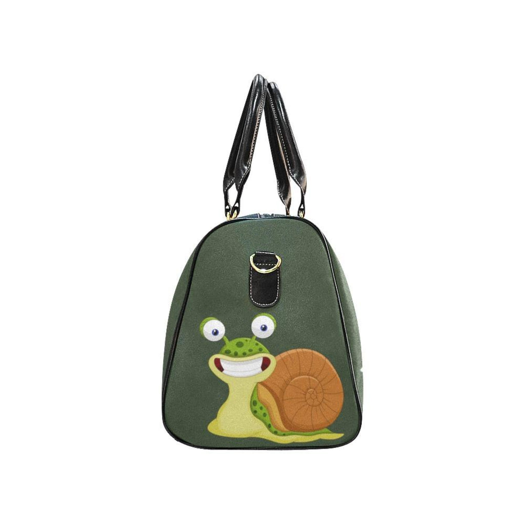 Custom Diaper Tote Bag | Adorable Cartoon Snail On Dark Green - Diaper Travel Tote Bag