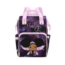 Load image into Gallery viewer, Cutest African American Baby Girl Fairy Princess Custom Diaper Bag - Cosmic Waterproof Backpack