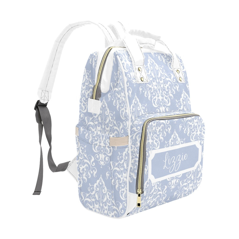 Designer Diaper Bags - Pretty Light Blue Personalized Custom Diaper Ba