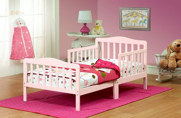 Contemporary Solid Wood Pink Toddler Bed by Orbelle