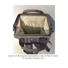 Load image into Gallery viewer, Designer Diaper Bag - Cute Cartoon Dinosaurs In Field Baby Blue Bag Designer Diaper Bag Backpack